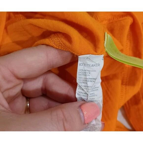 Icebreaker Oasis Shirt Women's Merino Wool 200 Long Sleeve Orange Crew XS * Hole - Picture 7 of 9